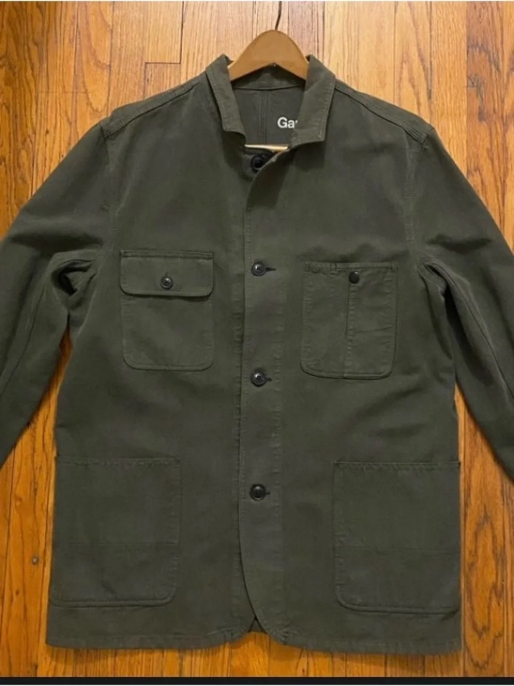 Gap 1969 Chore Jacket Canvas Twill Black Moss Size Large Button Front Retail $98
